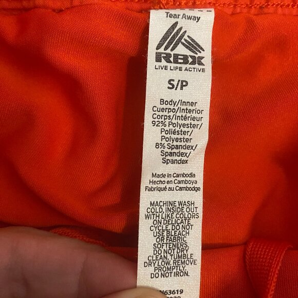 RBX Tangerine Orange Athletic Double Layer Shorts with Hidden Pocket Size S - Picture 4 of 7